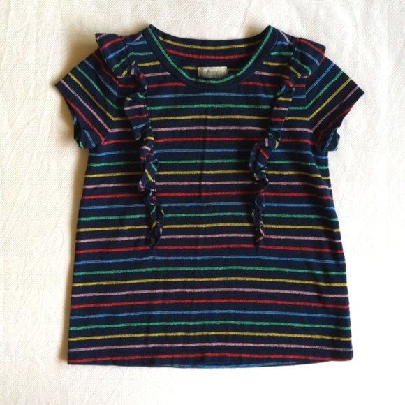 gymboree metallic rainbow stripes t-shirt with ruffle detail 24 months baby girl - Picture 2 of 5